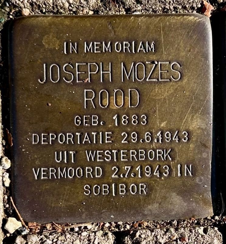 Joseph Mozes Rood stolperstein. Click for full size. Joseph Mozes Rood stolperstein image. Click for full size.