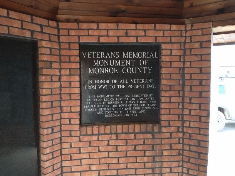 Veterans Memorial Monument of Monroe County Marker. Click for full size. Veterans Memorial Monument of Monroe County Marker image. Click for full size.