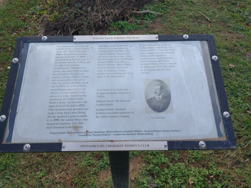 Tellico Tales: Former City Hall Marker image. Click for full size.