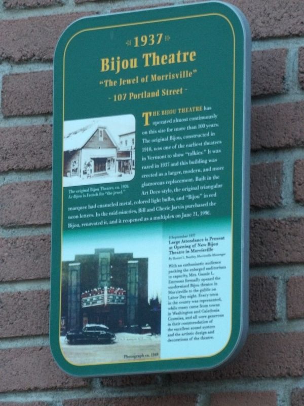 Bijou Theatre Marker. Click for full size. Bijou Theatre Marker image. Click for full size.