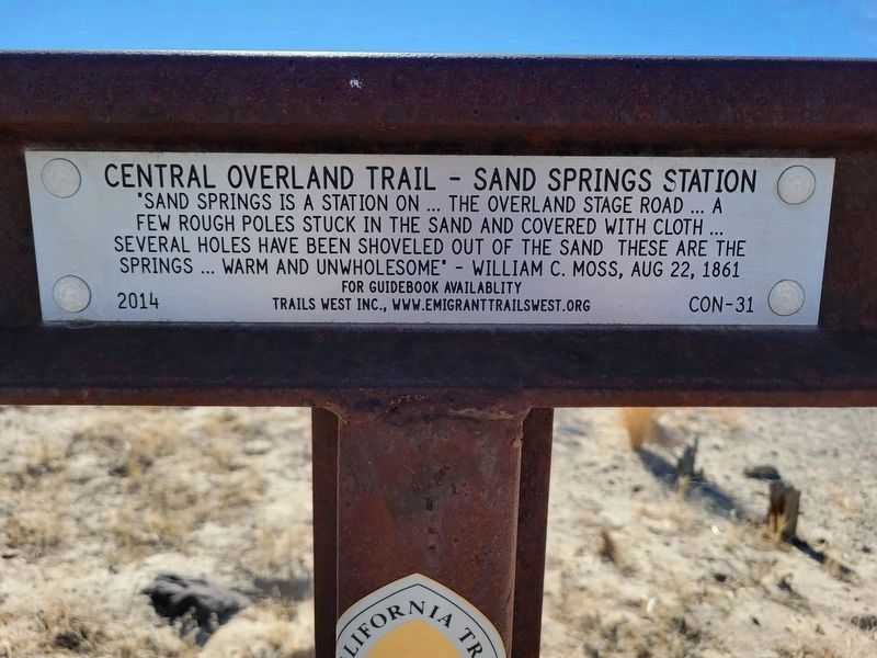 Central Overland Trail - Sand Springs Station Marker image. Click for full size.