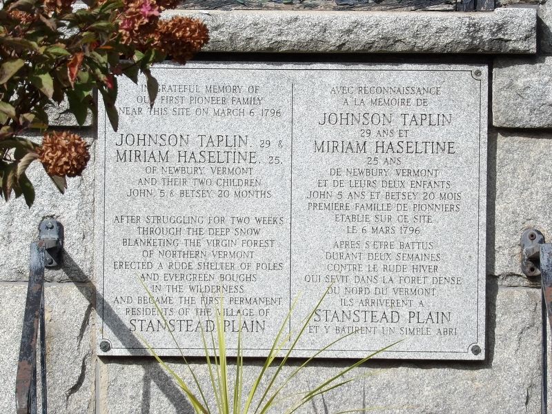 In Memory of Stanstead Plain's First Settlers Marker. Click for full size. In Memory of Stanstead Plain's First Settlers Marker image. Click for full size.