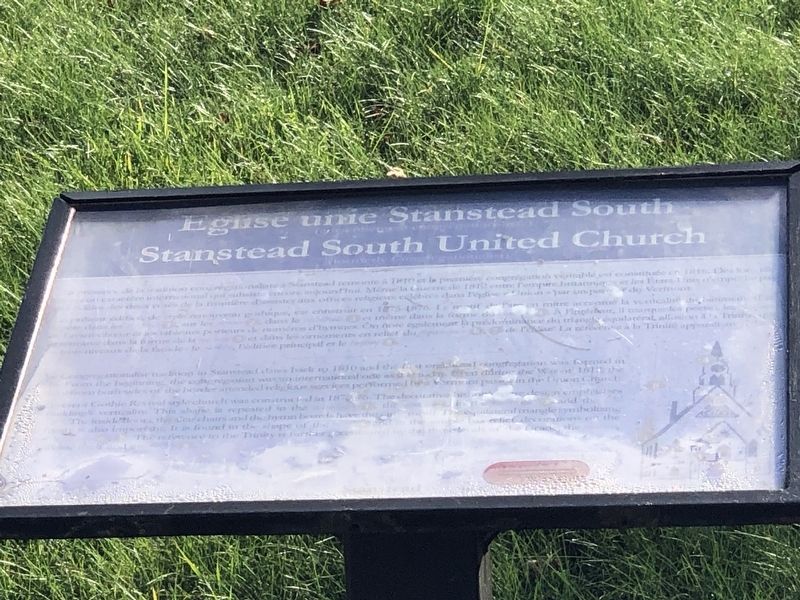 Église unie Stanstead South / Stanstead South United Church Marker. Click for full size. Église unie Stanstead South / Stanstead South United Church Marker image. Click for full size.