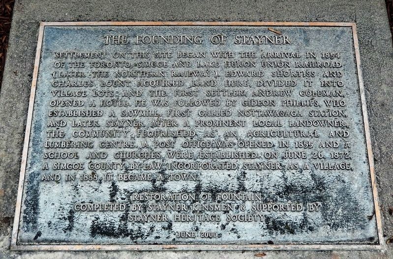 The Founding of Stayner Marker image. Click for more information.