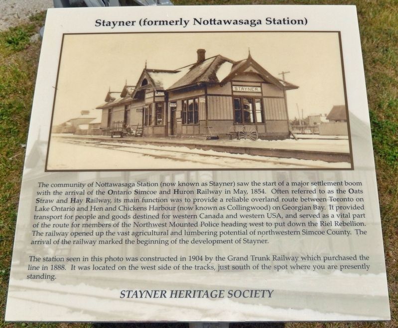 Stayner (formerly Nottawasaga Station) Marker image. Click for full size.