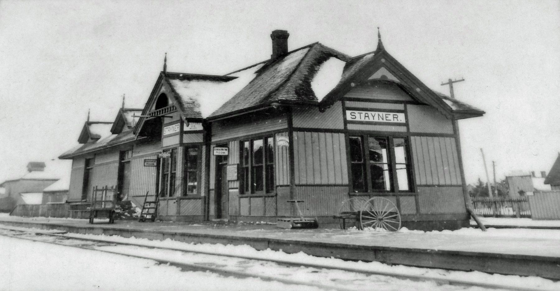 Marker detail: Stayner Railroad Station image. Click for full size.