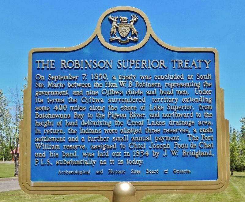 The Robinson Superior Treaty Marker image. Click for full size.