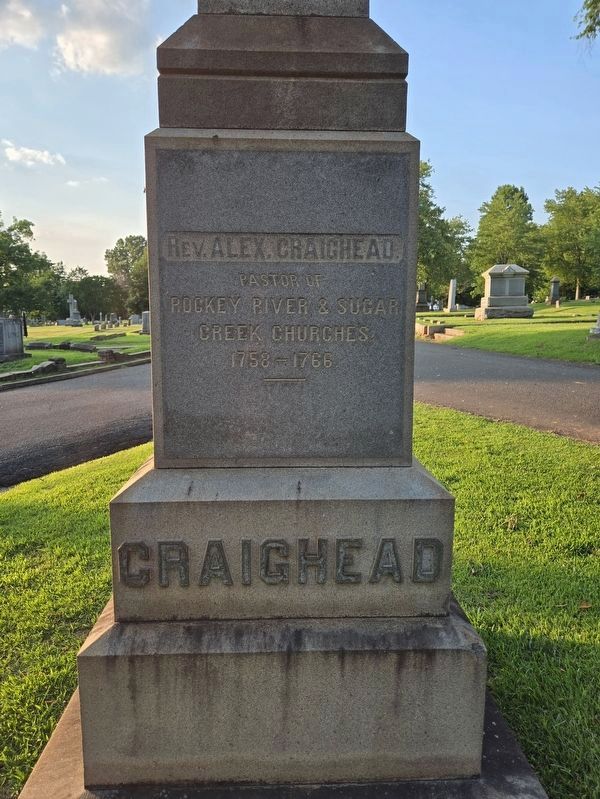 Rev. Alexander Craighead Cenotaph (south side). Click for full size. Rev. Alexander Craighead Cenotaph (south side) image. Click for full size.
