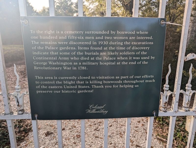Cemetery surrounded by Boxwood Marker. Click for full size. Cemetery surrounded by Boxwood Marker image. Click for full size.
