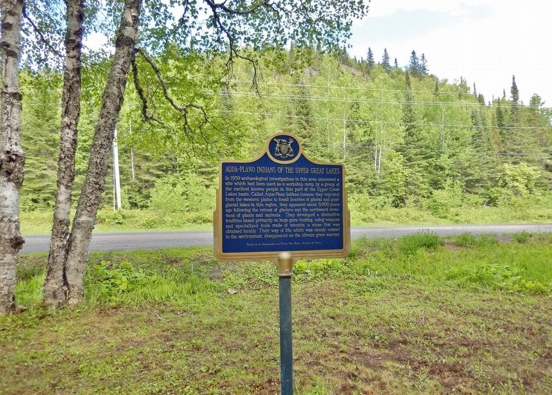 Aqua-Plano Indians of the Upper Great Lakes Marker<br>(<i>west side</i>). Click for full size. Aqua-Plano Indians of the Upper Great Lakes Marker<br>(<i>west side</i>) image. Click for full size.