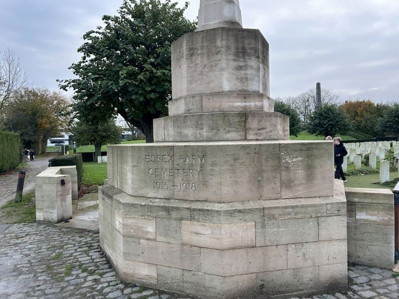 Essex Farm Cemetery Marker. Click for full size. Essex Farm Cemetery Marker image. Click for full size.