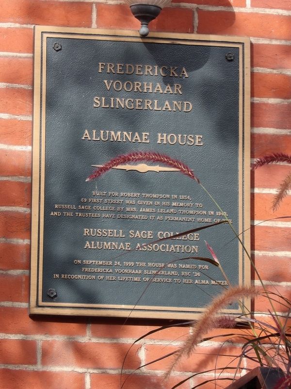 Fredericka Voorhaar Slingerland Alumnae House Marker image. Click for full size.