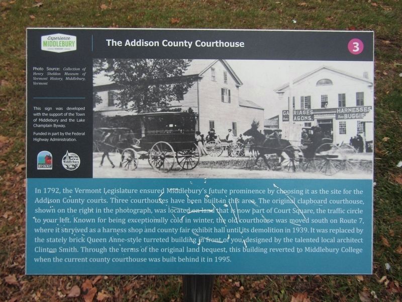 The Addison County Courthouse Marker image. Click for full size.
