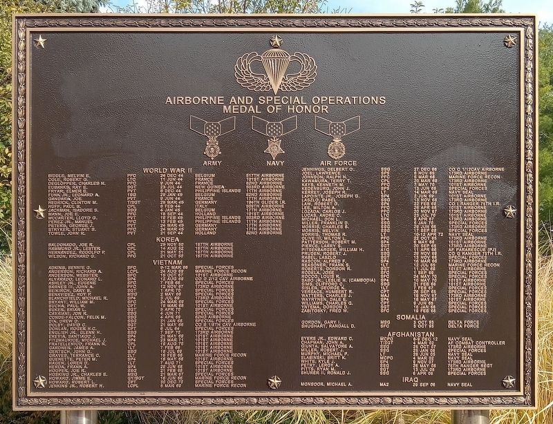 Airborne and Special Operations Medal of Honor Marker image. Click for full size.