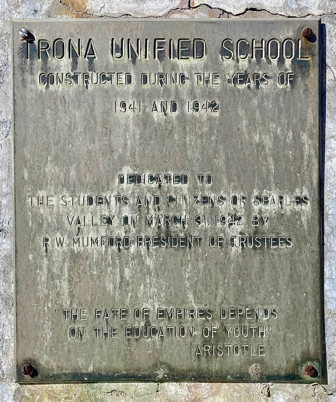 Trona Unified School Marker image. Click for full size.