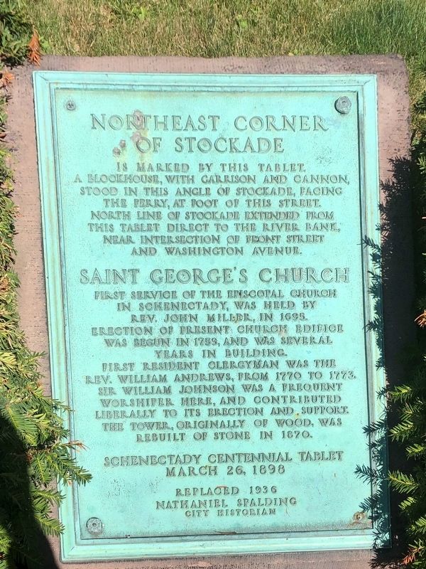 Northeast Corner of Stockade / Saint George's Church Marker image. Click for full size.