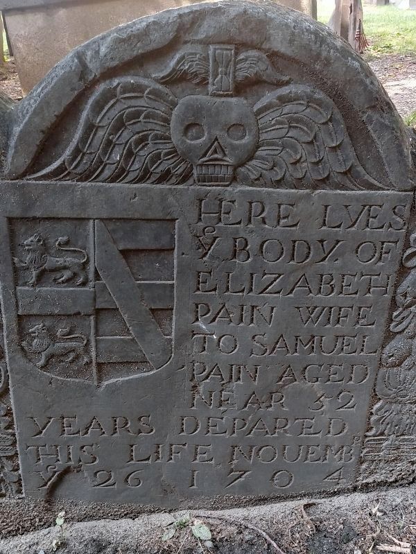 Elizabeth Pain headstone, as referenced in the marker. Click for full size. Elizabeth Pain headstone, as referenced in the marker image. Click for full size.