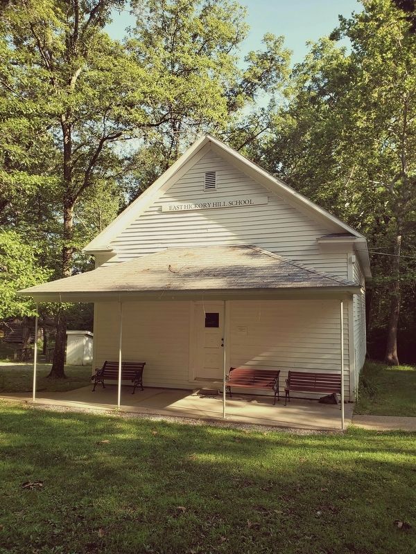 Front view of Hickory Hill School. Marker is on the right of the entrance image. Click for full size.