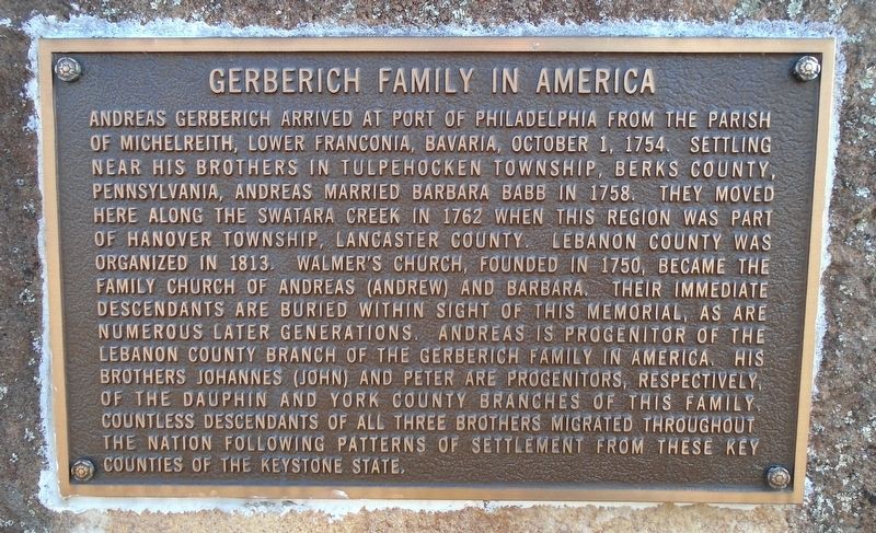 Gerberich Family in America Marker image. Click for full size.
