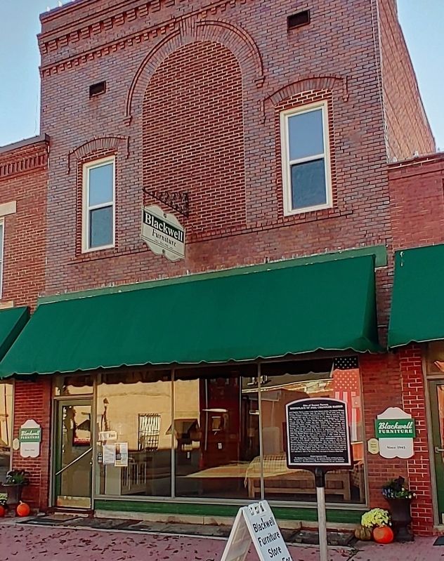 Birthplace of Joel Chandler Harris Marker in front of Blackwell Furniture store image. Click for full size.