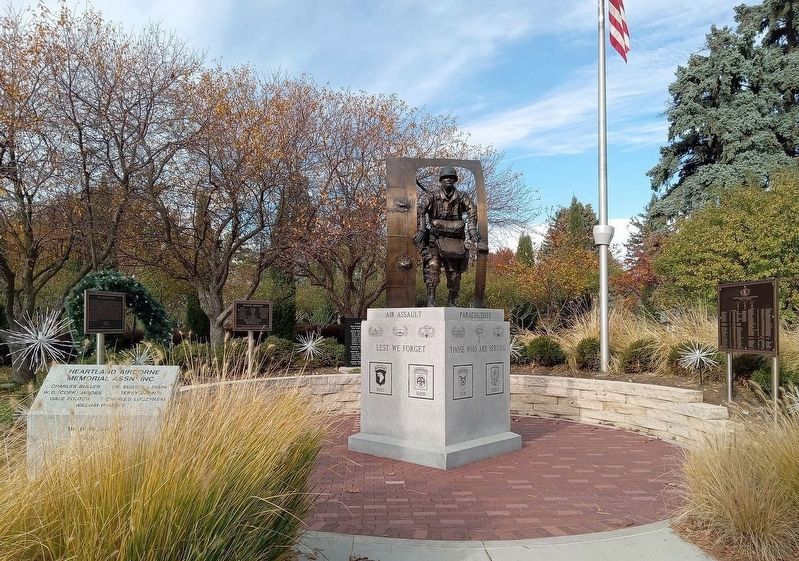 Medal of Honor Memorial partially visible behind the Airborne Trooper Memorial image. Click for full size.