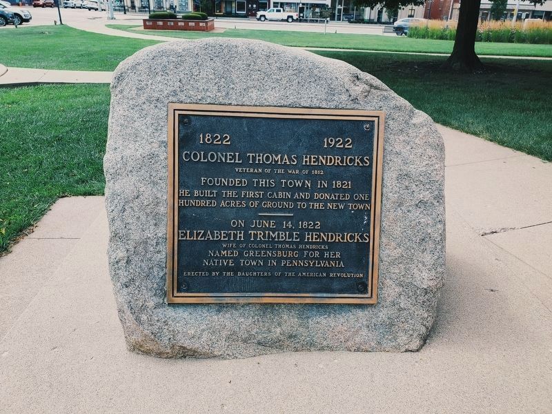 Closeup Colonel Thomas Hendricks / Elizabeth Trimble Hendricks Marker image. Click for full size.