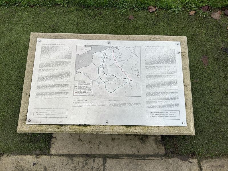 Essex Farm Cemetery Marker. Click for full size. Essex Farm Cemetery Marker image. Click for full size.