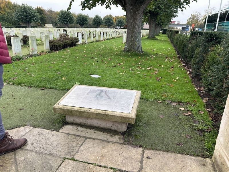 Essex Farm Cemetery Marker. Click for full size. Essex Farm Cemetery Marker image. Click for full size.