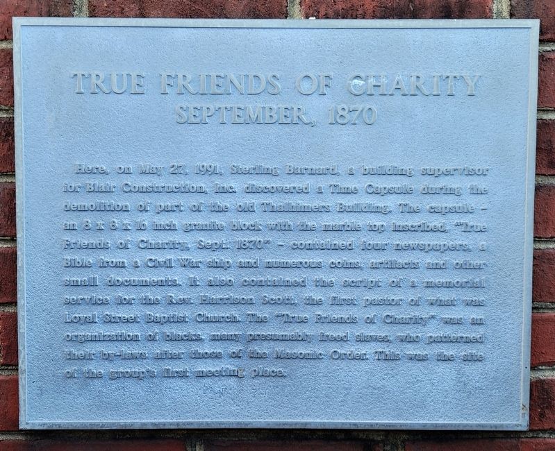 True Friends Of Charity Marker image. Click for full size.