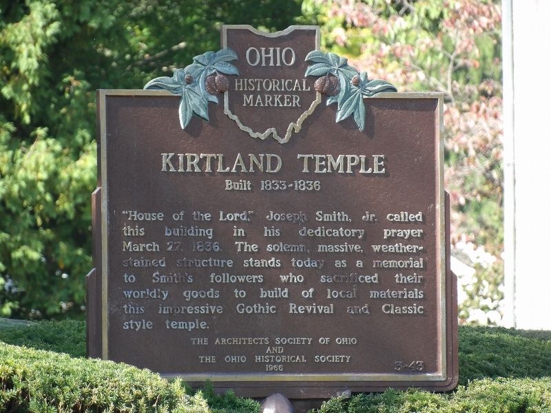 Kirtland Temple Marker. Click for full size. Kirtland Temple Marker image. Click for full size.