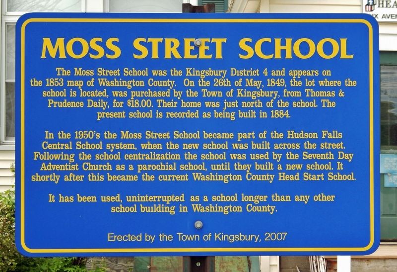 Moss Street School Marker. Click for full size. Moss Street School Marker image. Click for full size.