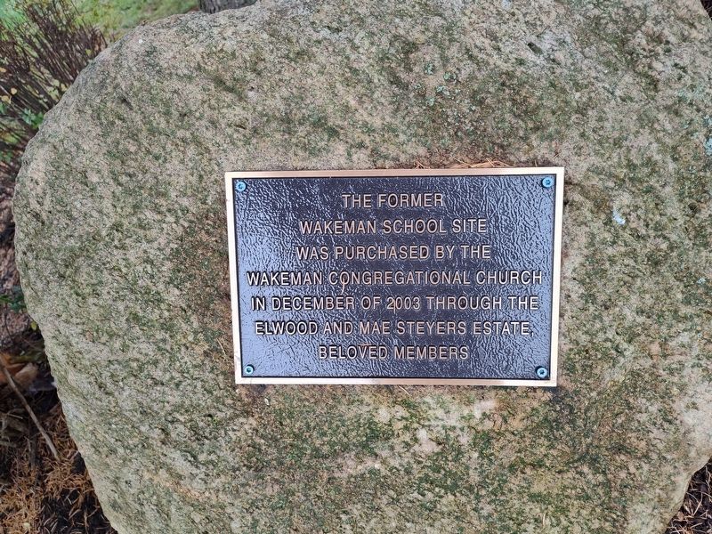 The former Wakeman School site Marker. Click for full size. The former Wakeman School site Marker image. Click for full size.