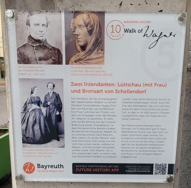 Zwei Intendanten / Two Directors: Lüttichau (mit Frau) und Bronsart von Schellendorf Marker. Click for full size. Zwei Intendanten / Two Directors: Lüttichau (mit Frau) und Bronsart von Schellendorf Marker image. Click for full size.