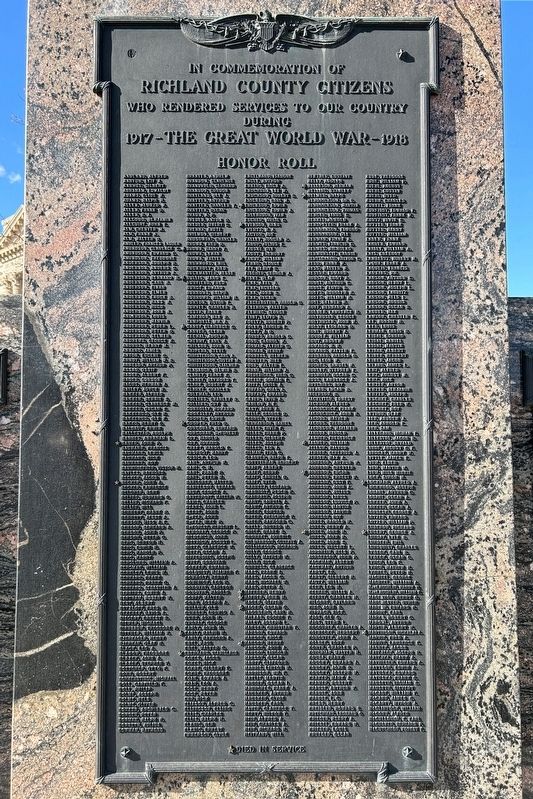 Richland County World War I Memorial, Center Panel image. Click for full size.