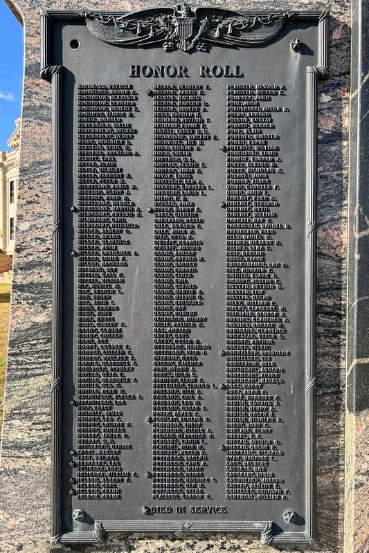 Richland County World War I Memorial, Left Panel image. Click for full size.