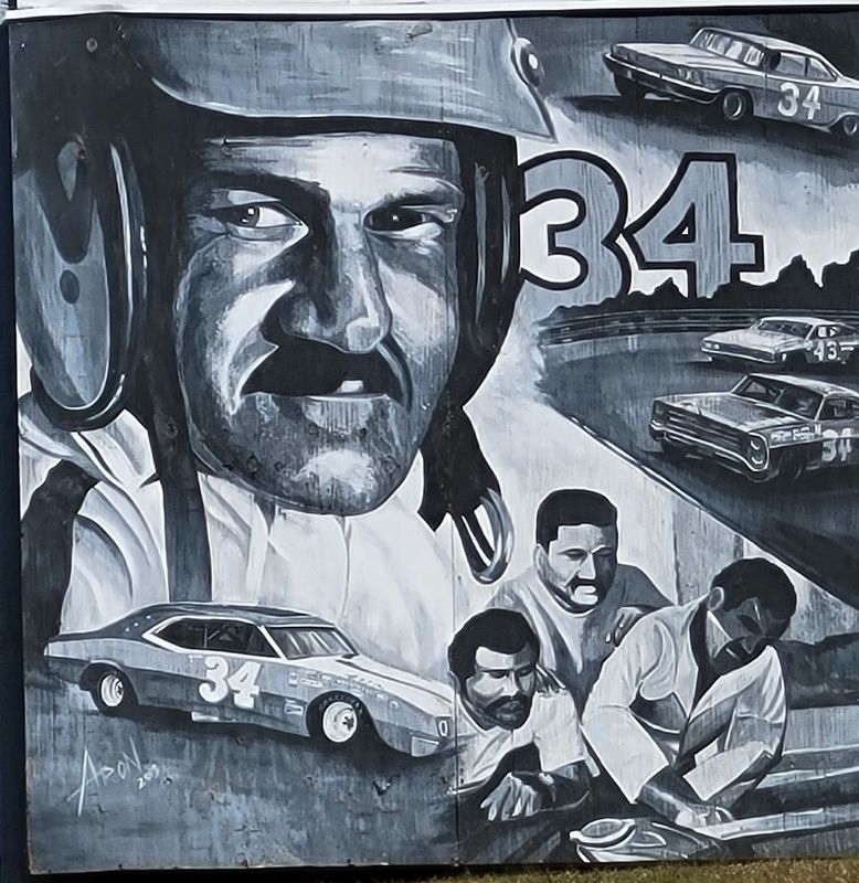 Wendell Scott mural painted on his garage adjacent to the Marker image. Click for full size.