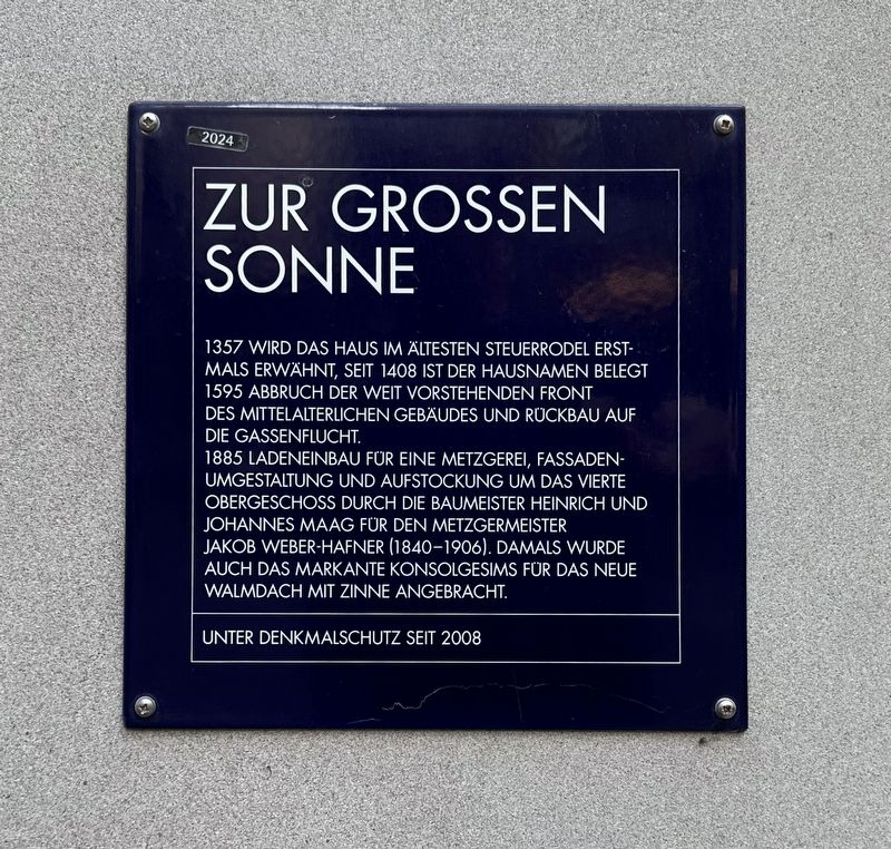 Zur Grossen Sonne Marker. Click for full size. Zur Grossen Sonne Marker image. Click for full size.