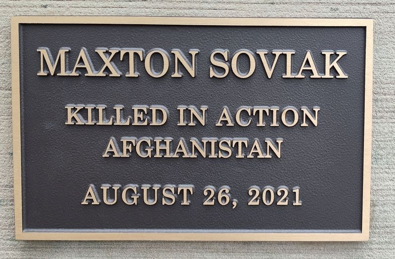 Memorial Field - Maxton Soviak plaque image. Click for full size.