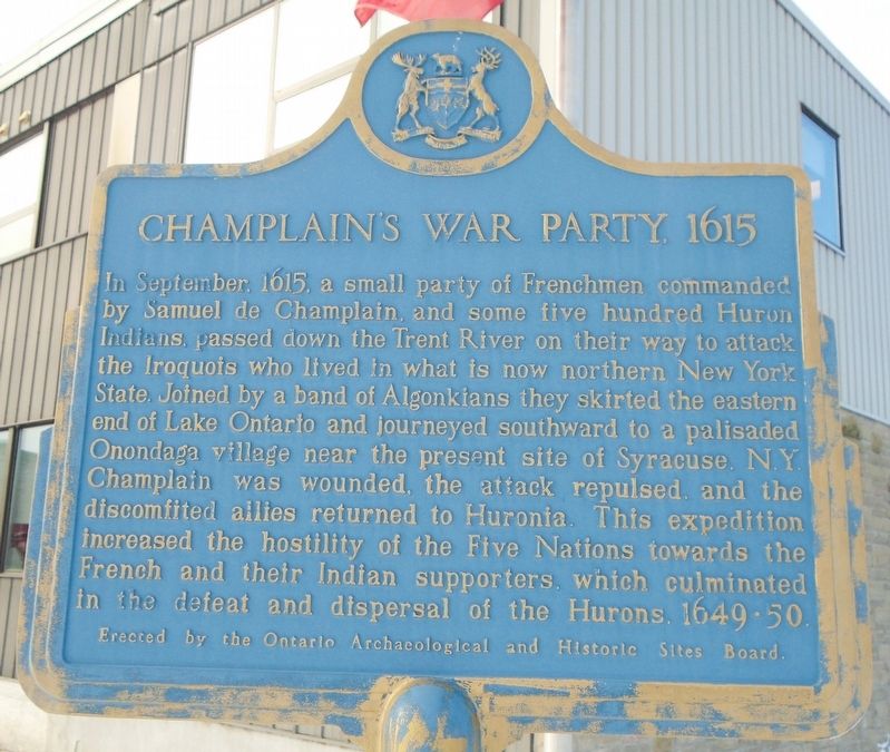Champlain's War Party, 1615 Marker. Click for full size. Champlain's War Party, 1615 Marker image. Click for full size.