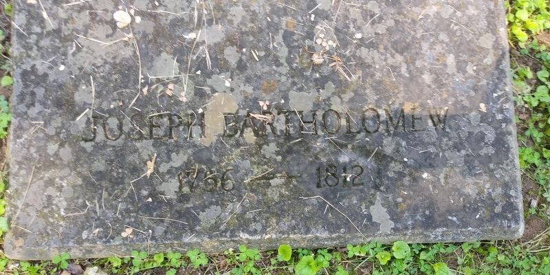 Gravestone of Joseph Bartholomew, mentioned in the marker. Click for full size. Gravestone of Joseph Bartholomew, mentioned in the marker image. Click for full size.