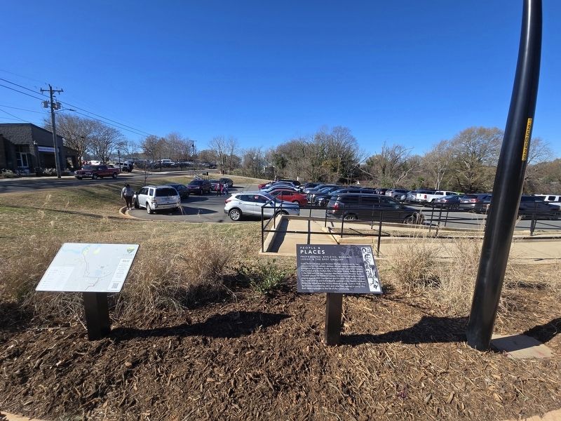 People & Places Marker overlooking former site of the Warlick House now parking for Mt Pisgah Church. Click for full size. People & Places Marker overlooking former site of the Warlick House now parking for Mt Pisgah Church image. Click for full size.