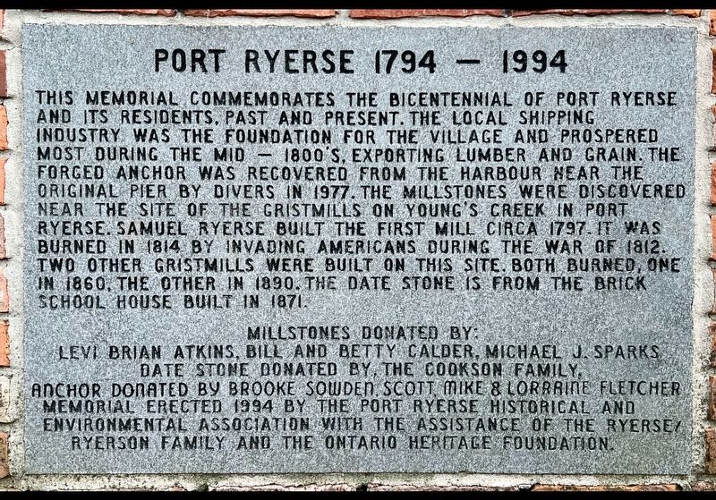 Port Ryerse 1794-1994 Marker image. Click for full size.