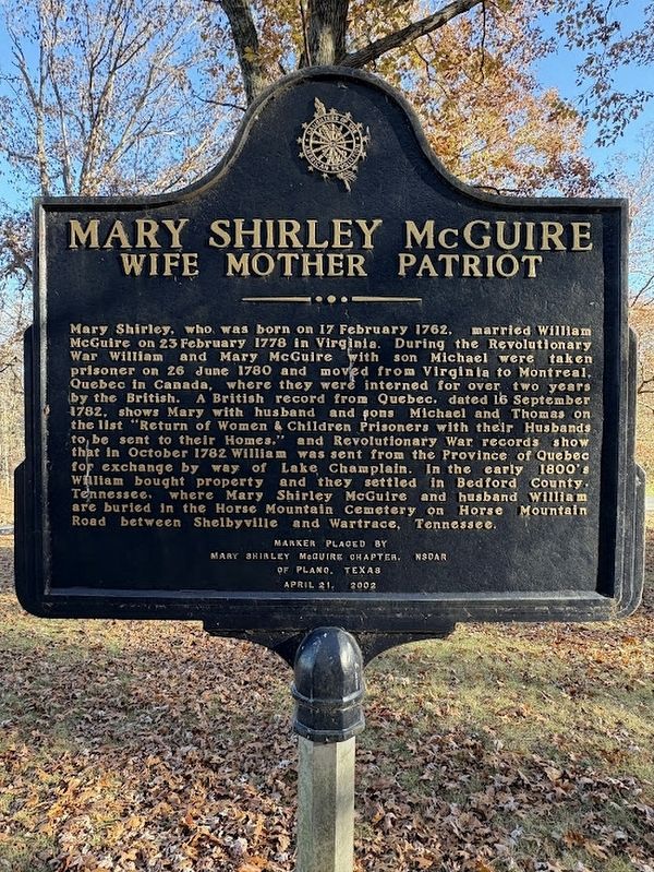Mary Shirley McGuire marker image. Click for full size.