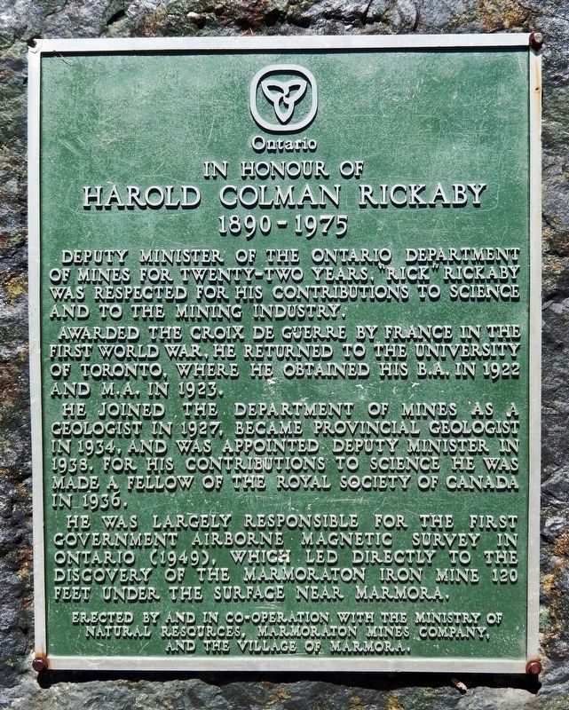 In Honour of Harold Colman Rickaby Marker image. Click for full size.