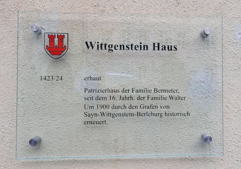 Wittgenstein Haus Marker. Click for full size. Wittgenstein Haus Marker image. Click for full size.