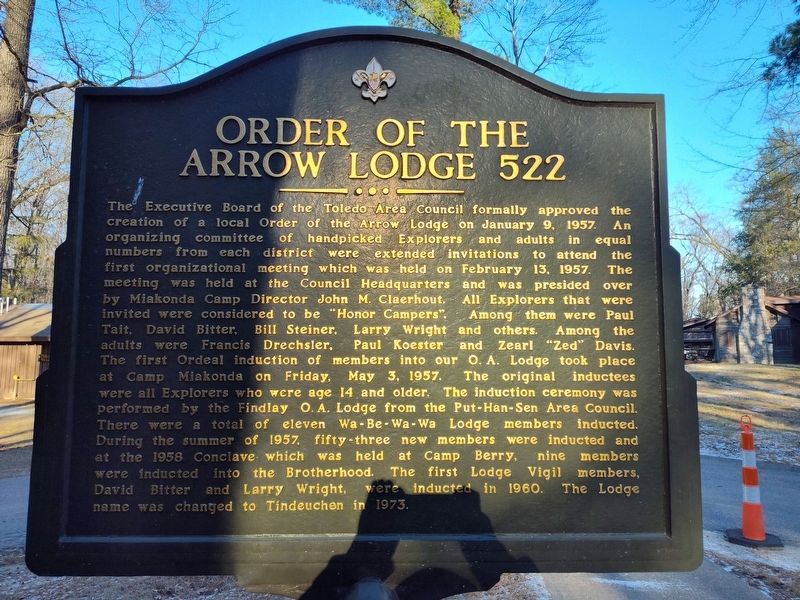 America's Oldest Boy Scout Camp Building / Order of The Arrow Lodge 522 Marker. Click for full size. America's Oldest Boy Scout Camp Building / Order of The Arrow Lodge 522 Marker image. Click for full size.