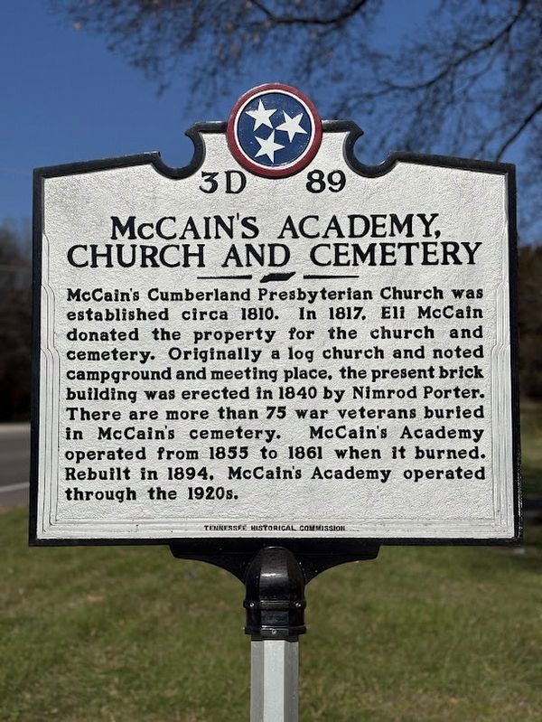 McCain's Academy, Church and Cemetery marker image. Click for full size.