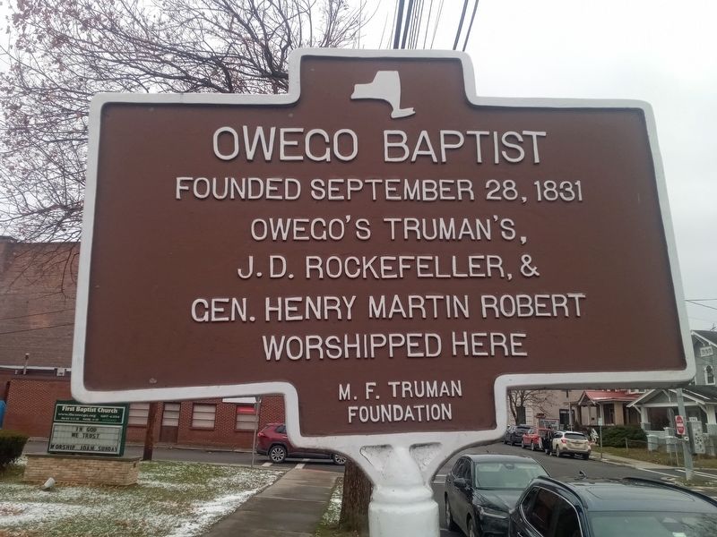 Owego Baptist Marker. Click for full size. Owego Baptist Marker image. Click for full size.