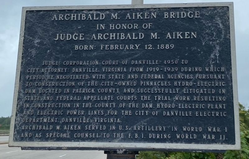 Archibald M. Aiken Bridge Marker image. Click for full size.