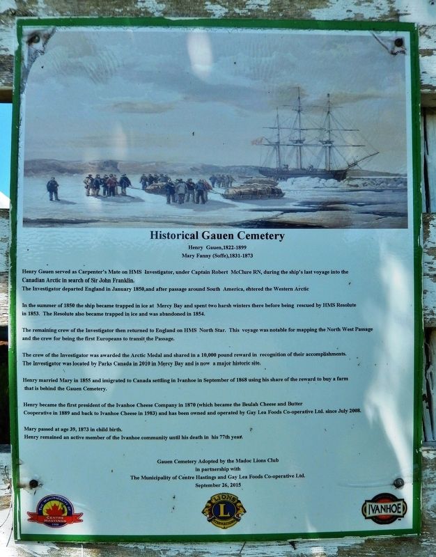 Historical Gauen Cemetery Marker. Click for full size. Historical Gauen Cemetery Marker image. Click for full size.